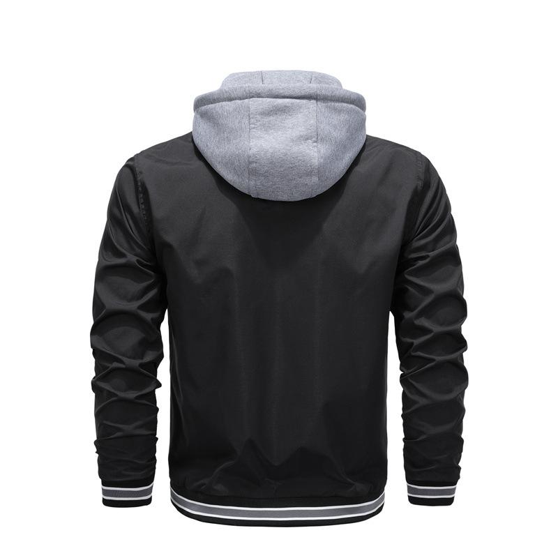 Spring and Autumn New Thin Plus Size Casual Wear Hat Removable Men's Sports Casual Jacket Coat