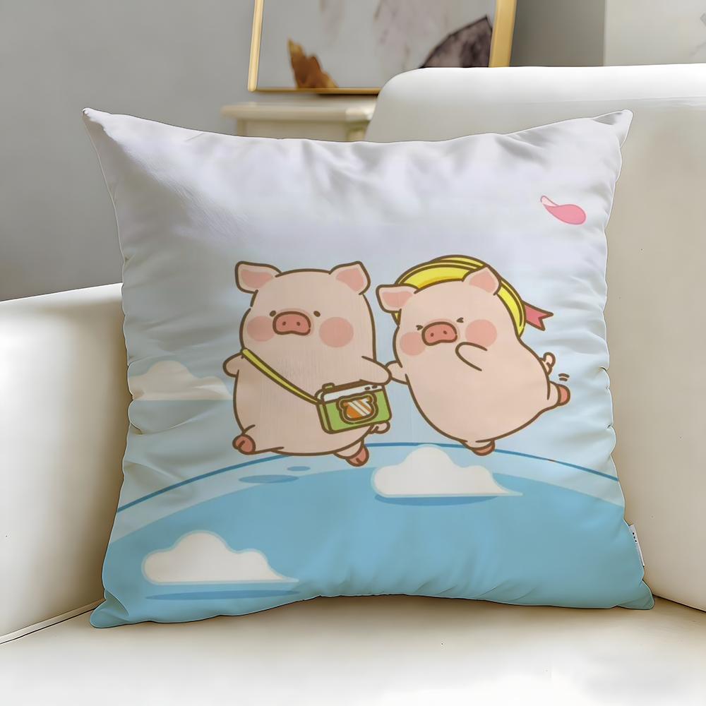popular cartoon character pig pink Lulu Cushion Cover Soft & Easy-Wash Pillow Case – Versatile for Couch, Bed, Travel and Office