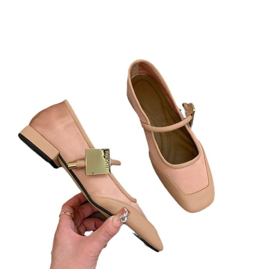 Retro Mary Jane-skor med fyrkantig tå för dam 2025 höst och vinter nya lågklackade mångsidiga skor med lätt öppning och temperament