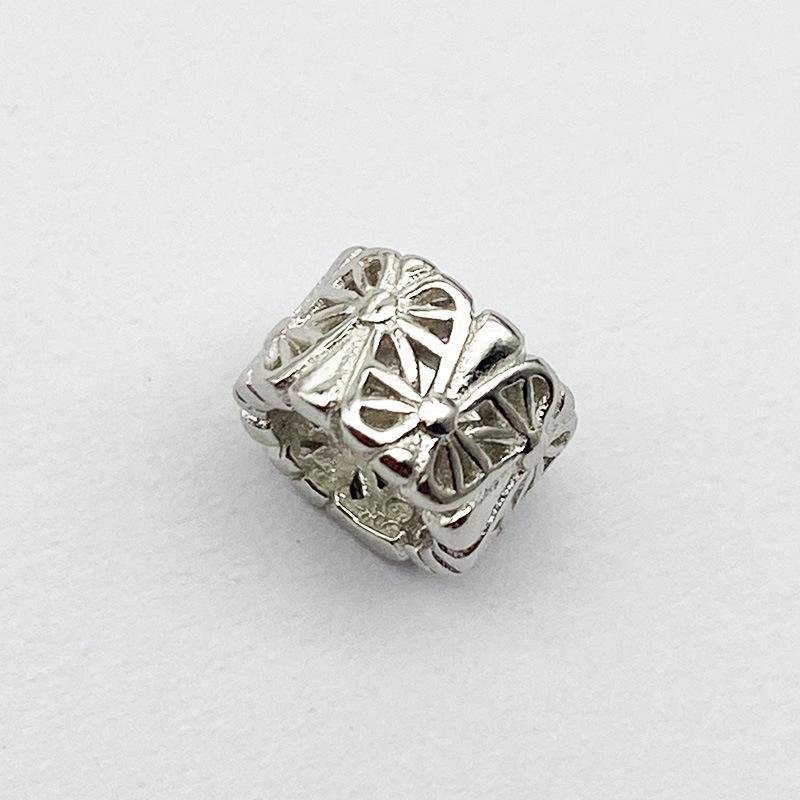 S925 Sterling Silver Zircon Inlaid Spacer Beads Ruyi Lock Bracelet Necklace S925 Silver