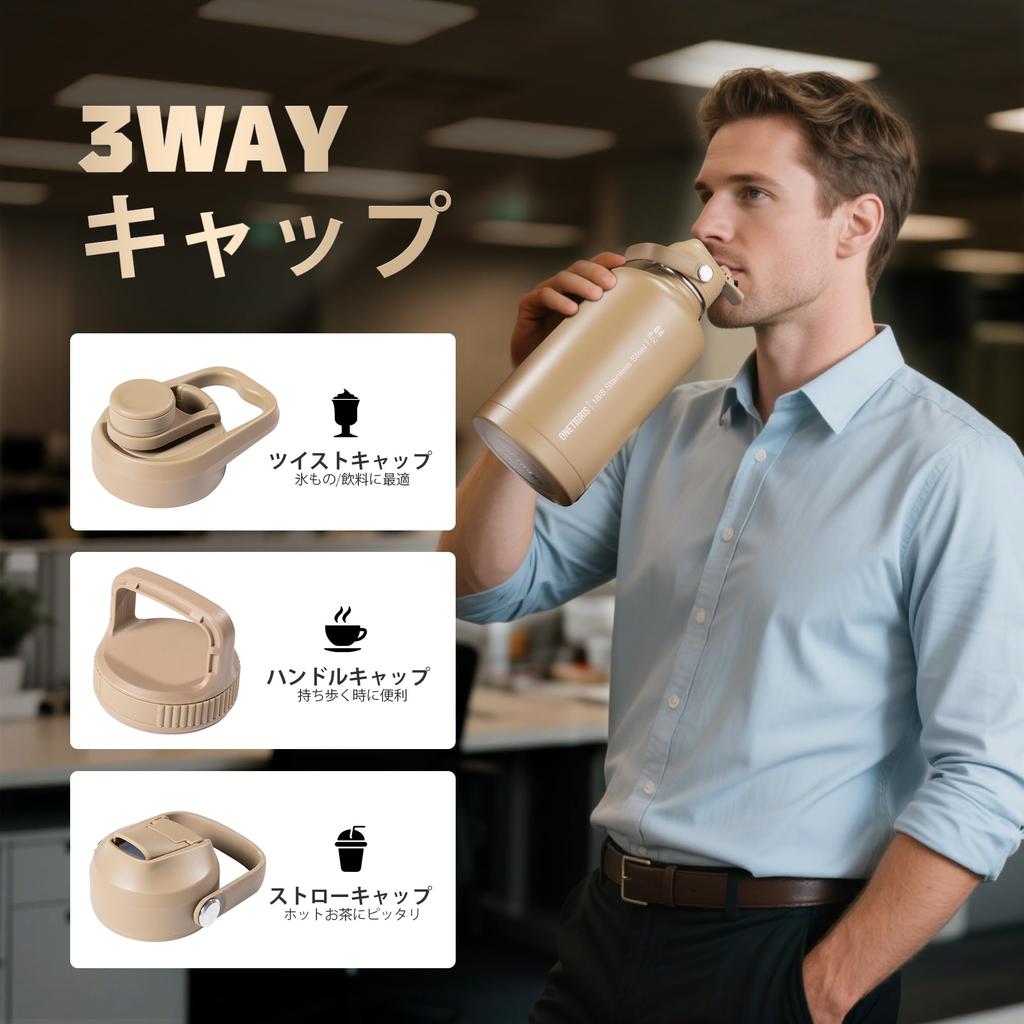 OneTigris Stainless Steel Water Bottle Set with Vacuum Keeps Hot or Includes 3 Replacement 2 and 1 Wide Easy To Perfect for Outdoor the and School