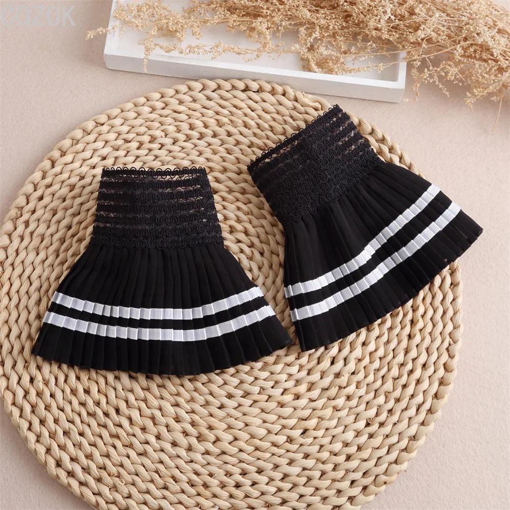 Cross-border Pleated Mesh Lace Sleeves Women's Decorative Cuffs Replacement Fake Sleeves