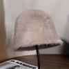 Korea Designer M Bucket Hat Woman Warm Plush Angola Rabbit Fur Hat Lady Autumn Winter Ins Fashion Basin Hat Retro Fluffy Panama