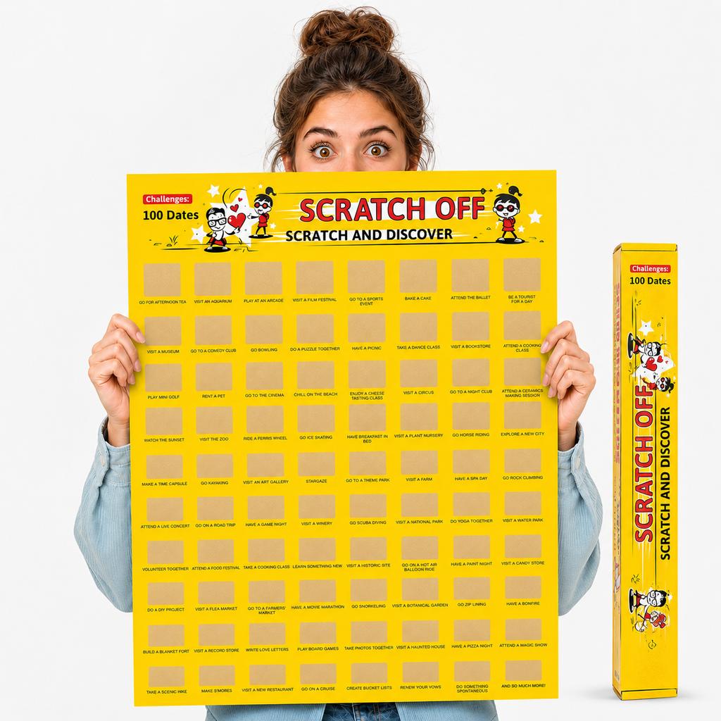 Scratch Off 100 Dates - Plakat Zdrapka Z Pomysłami Na Randki A2