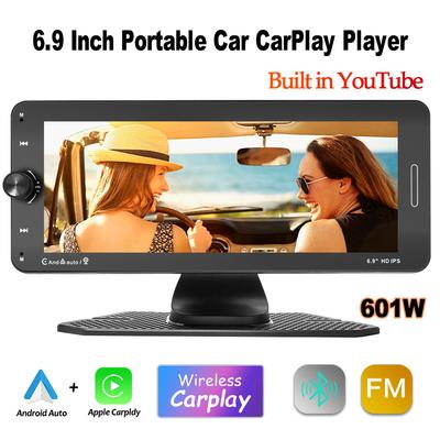 Tragbares 6,9-Zoll-Autoradio, kabelloses Carplay-Display, HD-IPS-Touchscreen, Player, Spiegelverbindung, FM, BT, DSP, AUX, integriertes Youtube