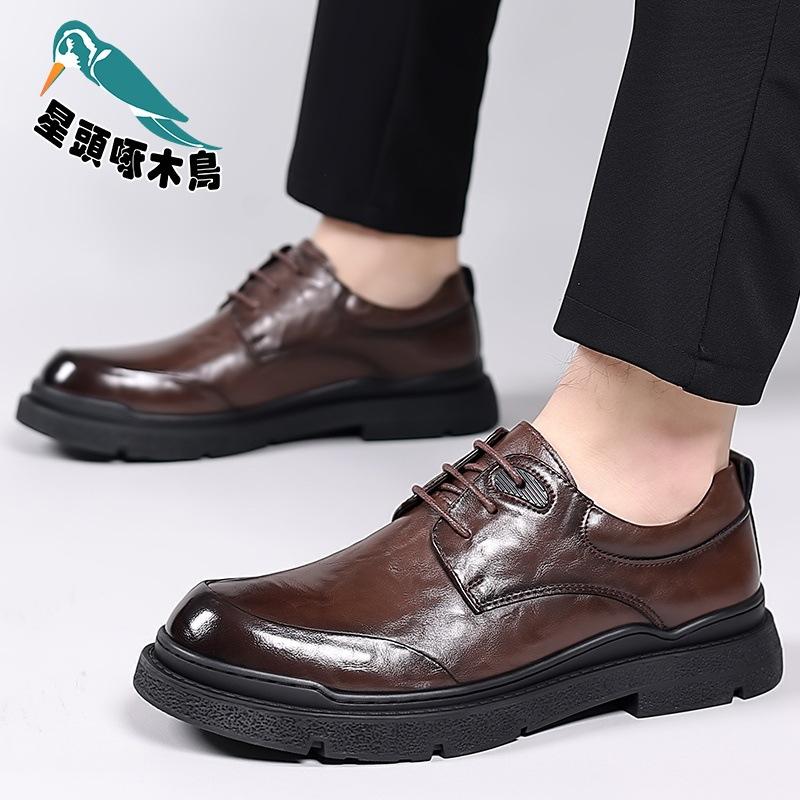 Men's shoes tooling big head leather shoes outdoor casual shoes low top cowhide surface business gentleman leather shoes