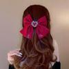 New Fabric Bow Hair Clips Crystal Heart-shaped Spring Clip Hairpins for Women Barrettes Korean Headpiece Girls Hair Accessories