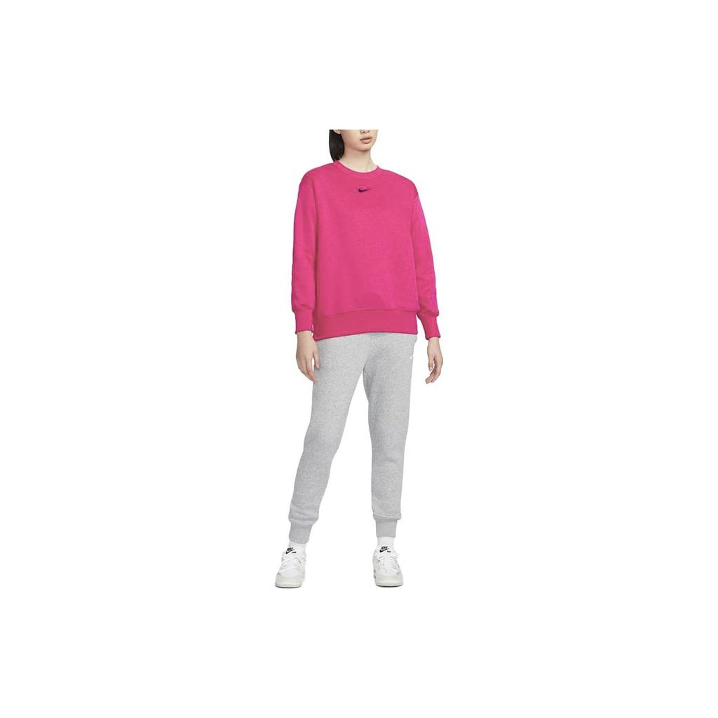 Nike Phoenix Fleece Loose Pullover Sweatshirt Women Tops Raspberry-Red DQ5734-615