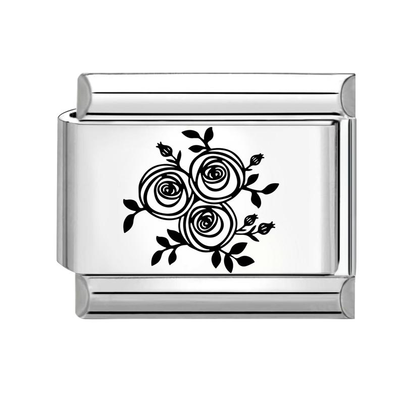 Laser Engraving Eyes Star Music Note Flowers Ball Sun Italian Charm Links Fit 9mm Bracelet Stainless Steel Women DIY Making Gift