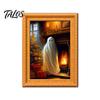 Holiday Kitchen Accessories Christmas Ghost/Dog/Cat Fridge Magnets, Retro Wooden Photo Frame Refrigerator Magnet, Strong Magnetic Creative Party