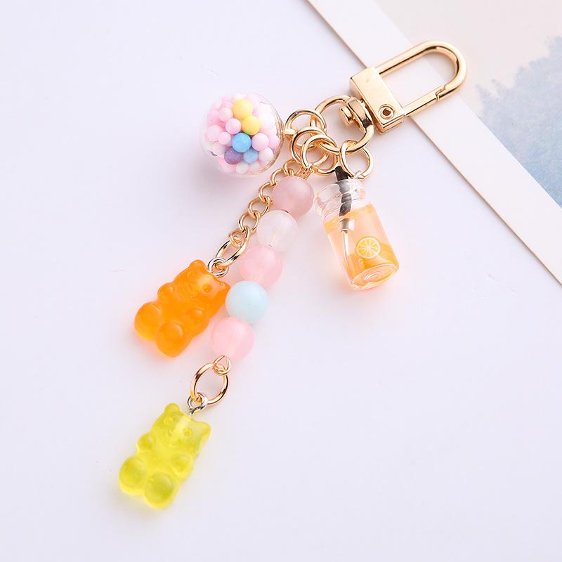 Cute Heart Candy Bear AirPods Case Keychain - Rainbow Colors, Girly Soft Pendant
