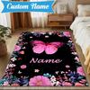 Custom Name Butterfly Garden Rug Game Carpet, Floor Mat for Bedroom Living Room Entryway Rug, Home Decor Idea Gift for Christmas birthday