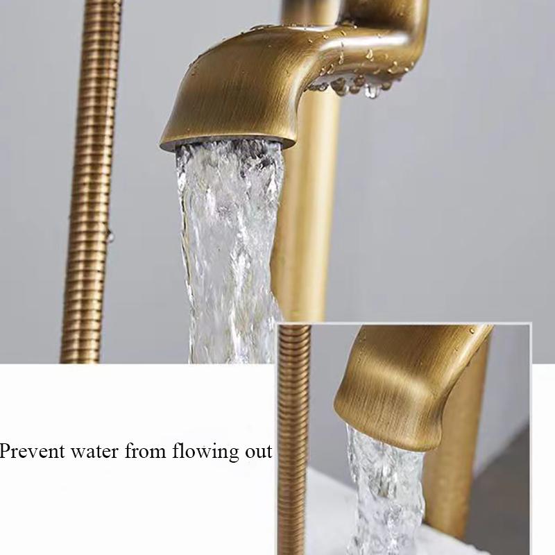 Brass Bathroom Faucet Bathtub Faucets 360 Rotation Floor Stand Faucets Telephone Type Hand Shower Antique Bath Shower Set