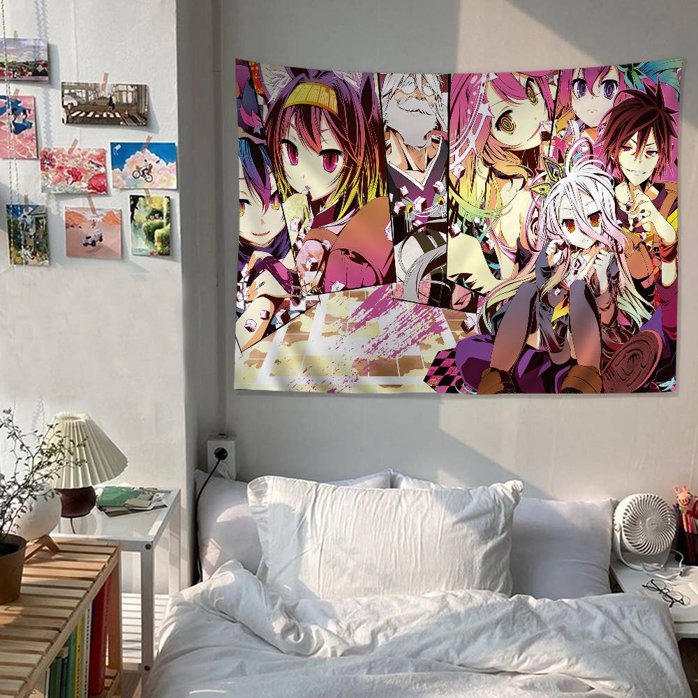 Game No Game No Life Anime Tapestry Hippie Flower Wall Carpets Dorm Decor Cheap Hippie Wall Hanging