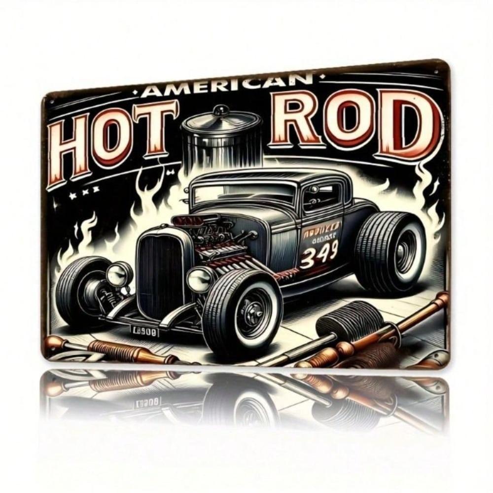 Metal Poster Vintage Hot Rod 8x12 Inch Retro Garage Bar Wall Art
