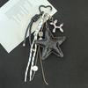 Keychain Pendant Matte-Glossy Finish Imitation Leather Five-Pointed Star Key Chain with Metal Heart Buckle