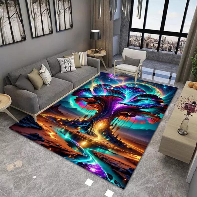 Fantasy God Tree Print Large Area Rug Non-Slip Wear-resistant Carpet for Living Room Bedroom Soft Floor Mat Home Decor Fashion