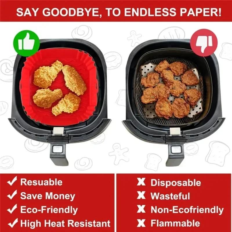 1pc of 16cm Silicone Air Fryer Oven Baking Plate Pizza Fried Chicken Silicone Basket Reusable Air Fryer Liner Accessory