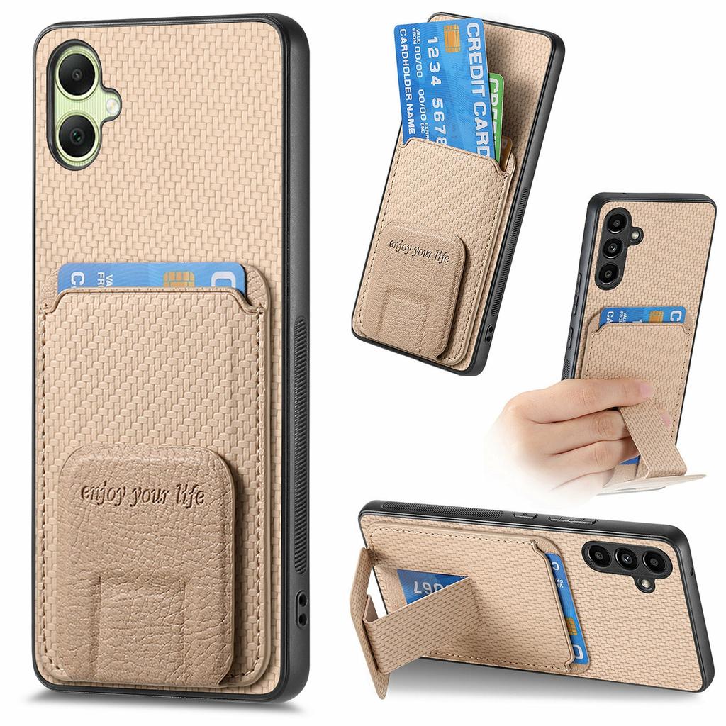 Für Samsung Galaxy A06 4G Hülle Kartenhalter Kohlefasertextur Lederbeschichtet TPU Handyhülle
