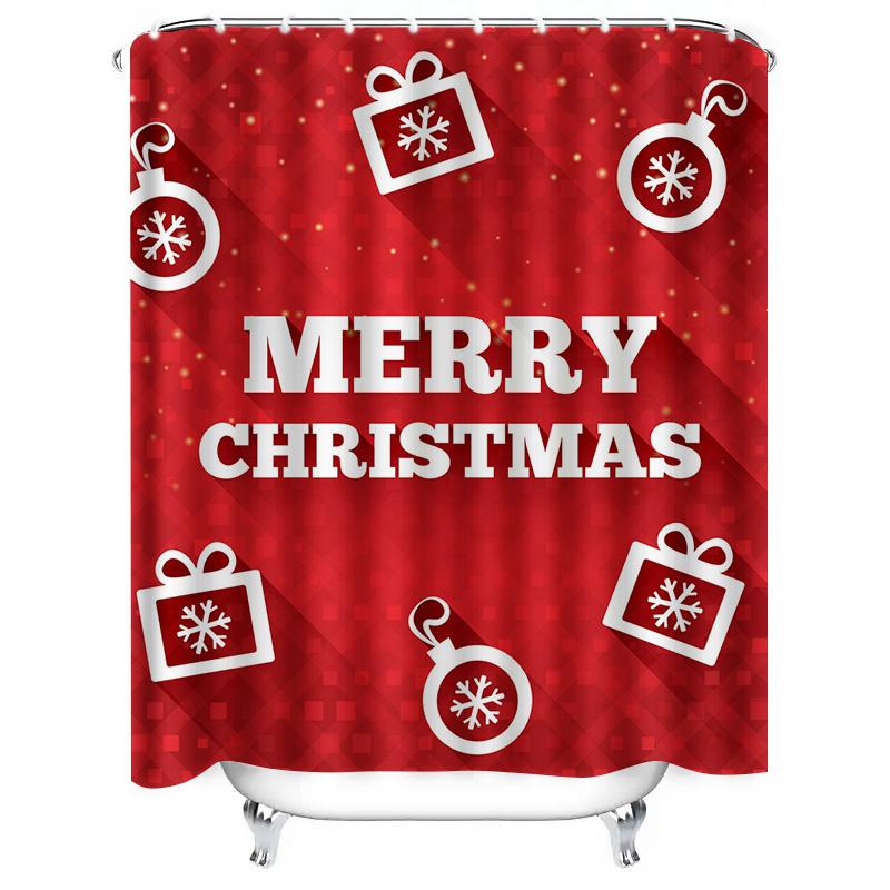 Tu Christmas Shower Curtain Waterproof Festive Holiday Decor Merry Xmas Pattern Bathroom Fabric Backdrop Holiday Home Decoration