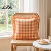 Federe Cuscino Cotone Stile Rustico, Copricuscino Decorativo con Volant, Fantasia a Quadri con Bordo Arricciato, 18x18 Federe Minimaliste Moderne, 20x12 Copricuscino Decorativo