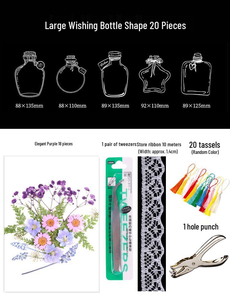 Handmade Transparent Bottle Embossing Film for Spring Plant Specimen Bookmarks