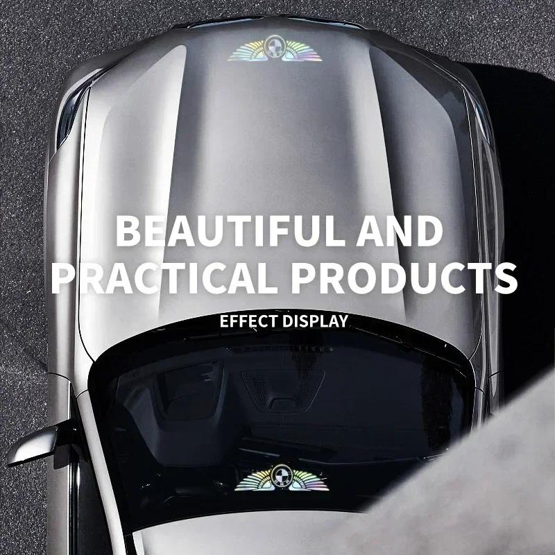 YABBF1 For BMW New Reflective Colorful Angel Wings Laser Car Logo Stickers For Bmw Performance M E46 E90 F20 E39 E91 E87 E60 E93 F10 X3