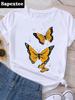 Graphic T Shirt Sunflower Butterfly Cute Summer Casual Clothing Short Sleeve Women Print Fashion Clothes Tee T-shirt FeUnisex Top