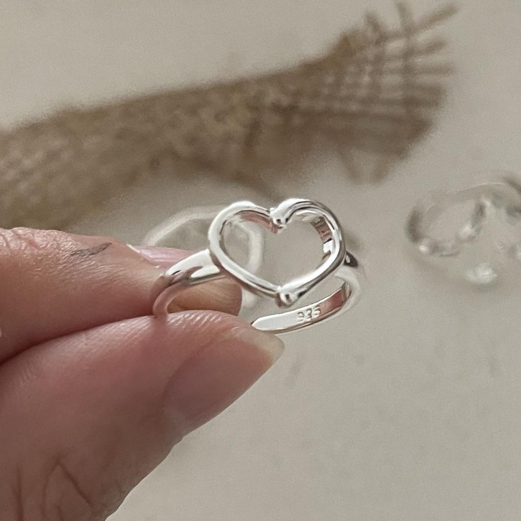 925 Sterling Silver Rings for Women Men Couple Minimalist Handmade Shinning Heart Ring Party Jewelry Gift Prevent Allergy