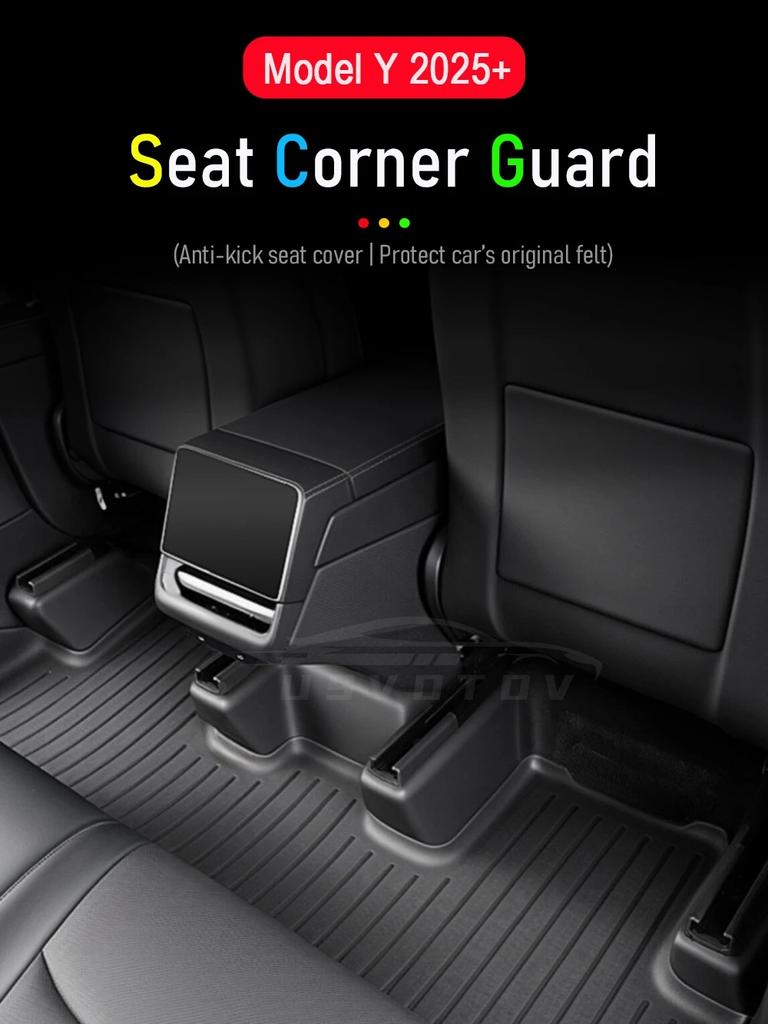 For Tesla Model Y Juniper 2026 Under Seat Corner Guard Seat Slide Rails Protector Cover Anti-Kick Decor Flocking Car Accessories