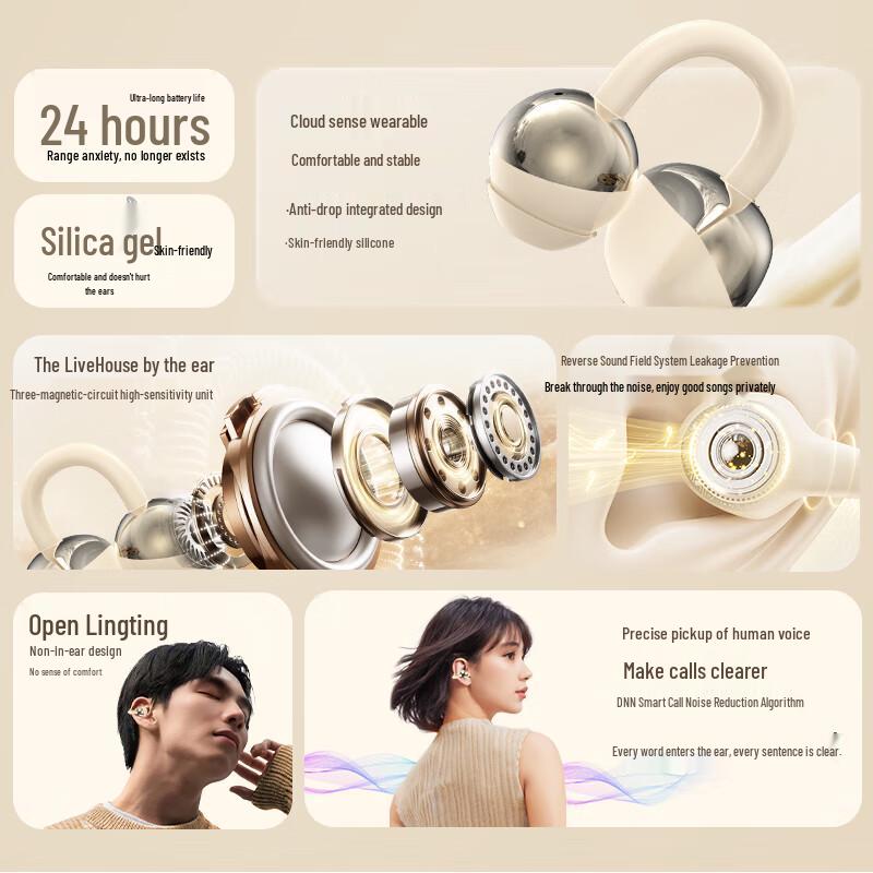 EARISE Pearls1 Open-Fit Bone Conduction True Wireless Earbuds