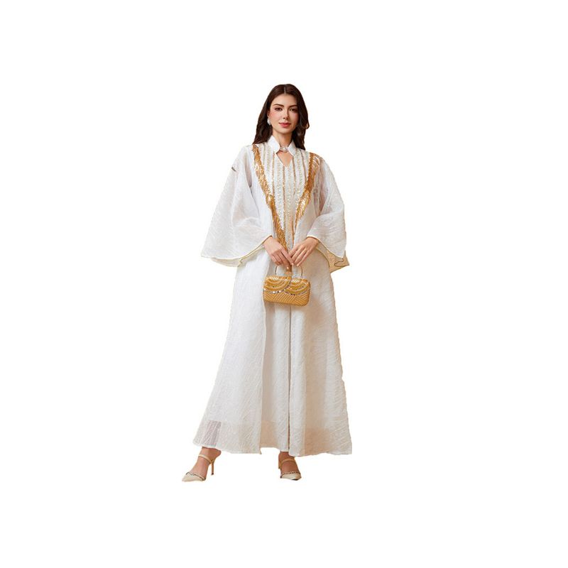 Middle East Evening dress Arab Dubai Dress Robe Mesh Embroidery Sequins Women clothes Tassel Dress Dress