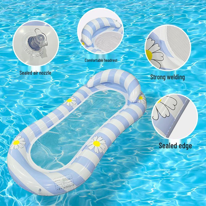 Inflatable Summer PVC Floating Bed with Sunshade and Backrest