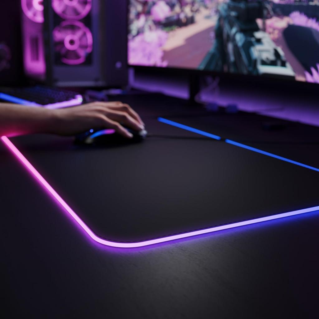 Glorious Mouse Pad 2 GLED XL Black RGB Lighting Cloth Gaming Mouse Pad (460 X 355mm) GLO-MP2-GLED-XL-B MS0772