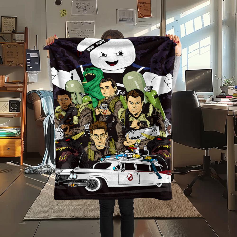 1 STuks Ghostbusters Print Flanellen Deken, Hoge Kwaliteit, Alle Seizoenen, Woondecoratie, Warmte en Comfort, Perfect voor Kerstcadeaus