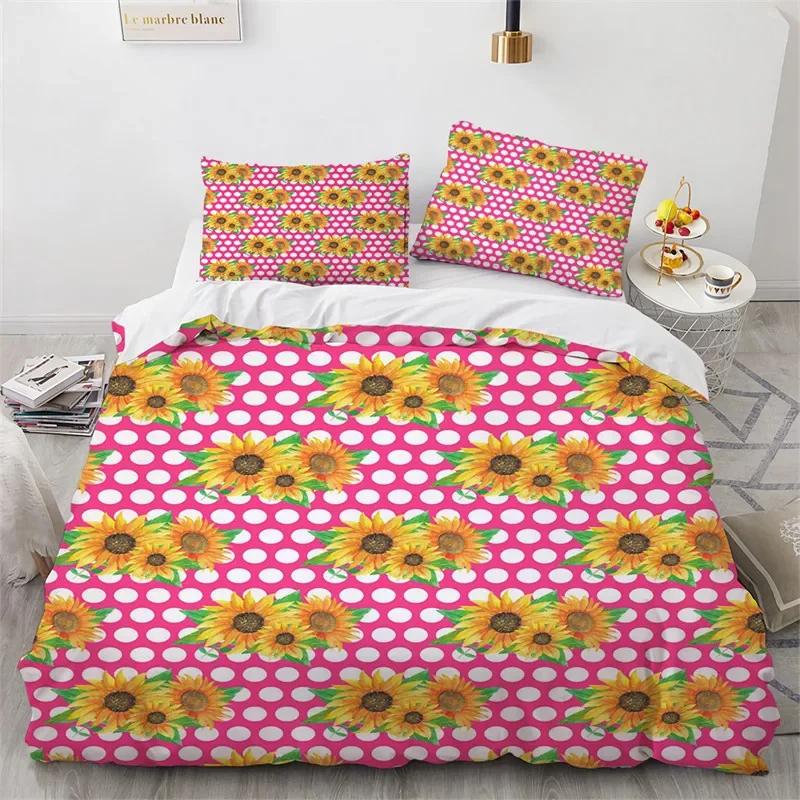 Comforter Sunflower Twin Full King Size Botanical Plants Comforter Microfiber Nature Floral Bedding Set