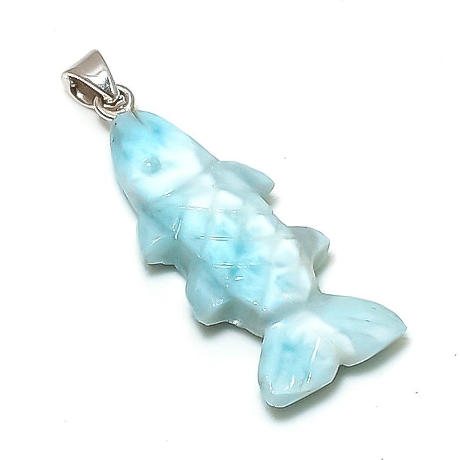 

Натуральный Ларимар Драгоценный камень Ручная работа 925 Стерлинговое серебро Ювелирное изделие Подвеска 1,77 R8q74