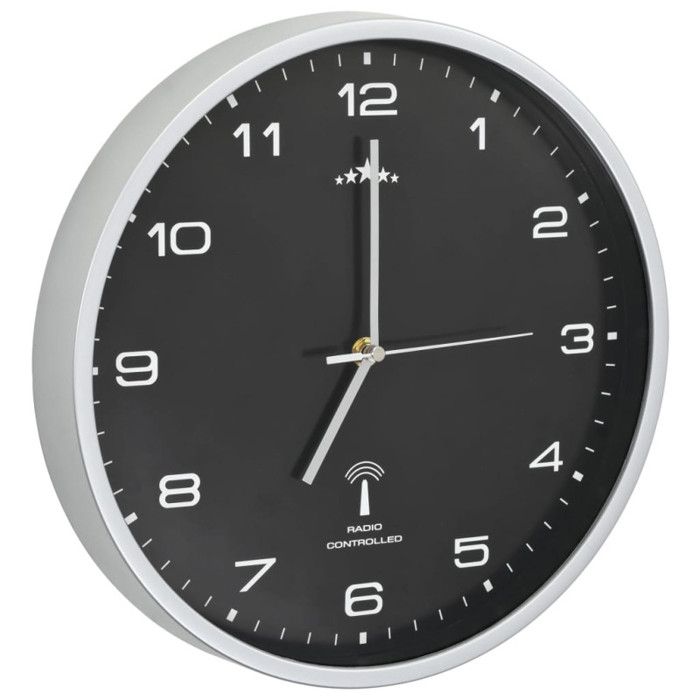 VidaXL Horloge Murale Radioguidée avec Mouvement à Quartz Noir Cuisine Salon 50618
