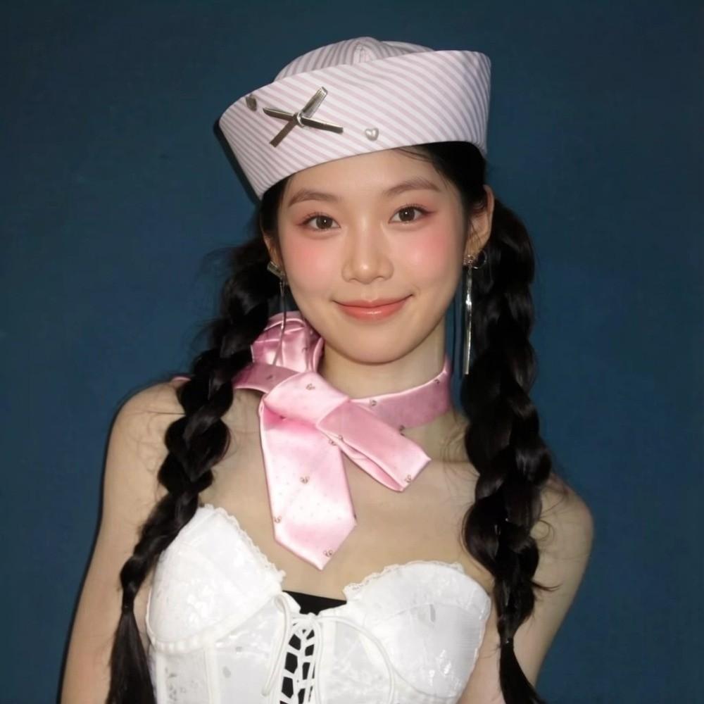 Y2K Stripe Sailor Hat Bow Painter Hat Sweet Beret Hat  Stage Performance
