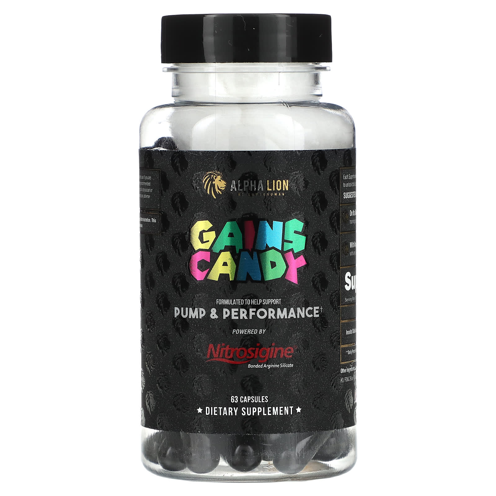 

ALPHA LION, Gains Candy, Nitrosigine, 63 capsules