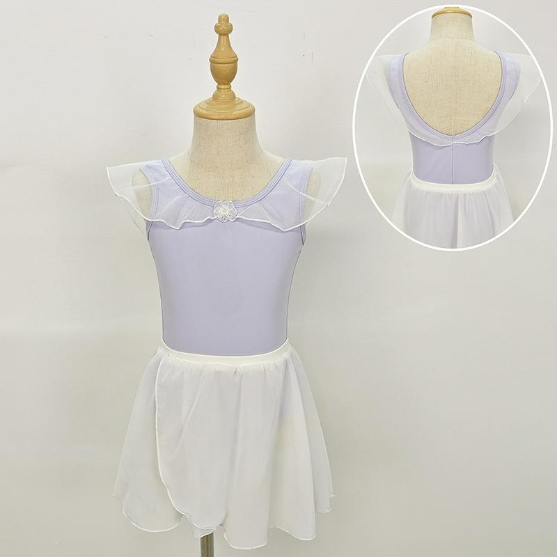 Kinder Tanzkleidung Sommer Kurzarm Übungstest Aufführung Tutu Rock Ärmellos Prinzessin Mädchen Ballett Kostüm