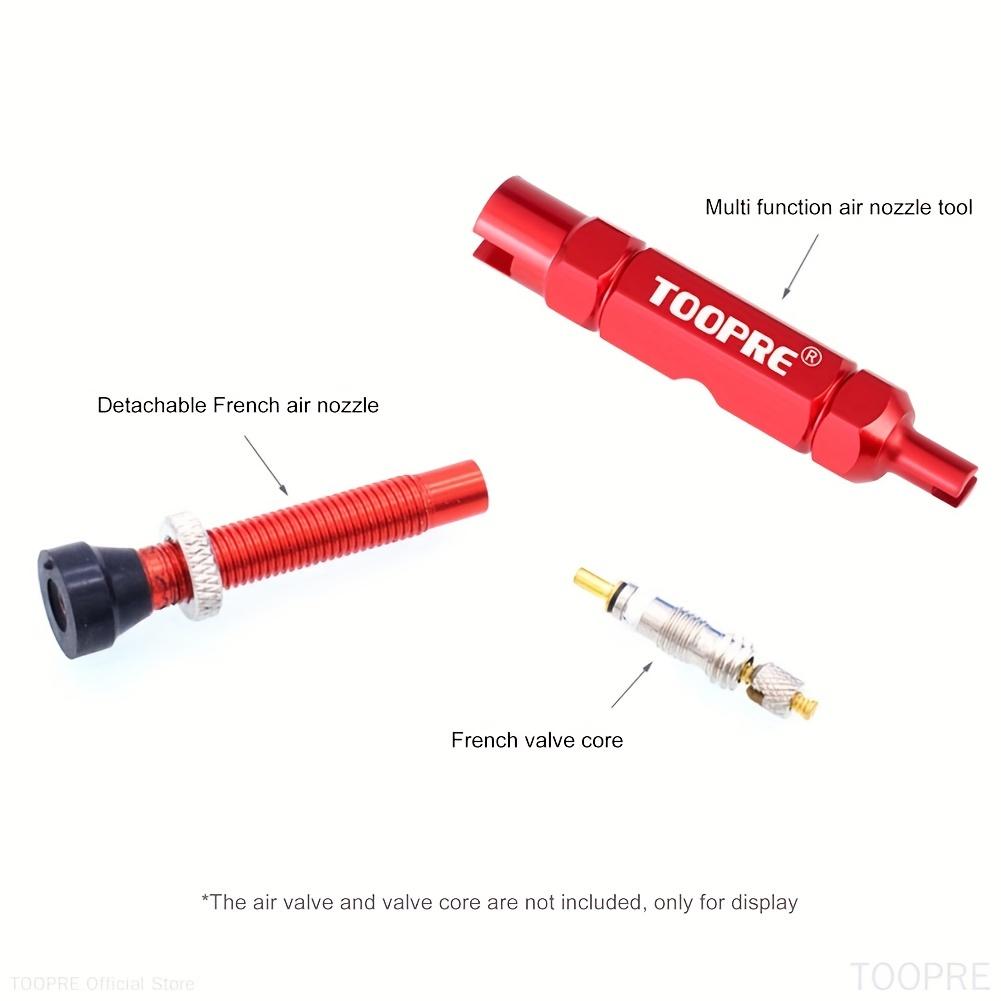 French-Style Tool Laser TOOPRE Three-in-One Bicycle Valve Core Remover - Compact Aluminum Alloy Tool for Schrader and Presta Valves, Non-Slip Grip