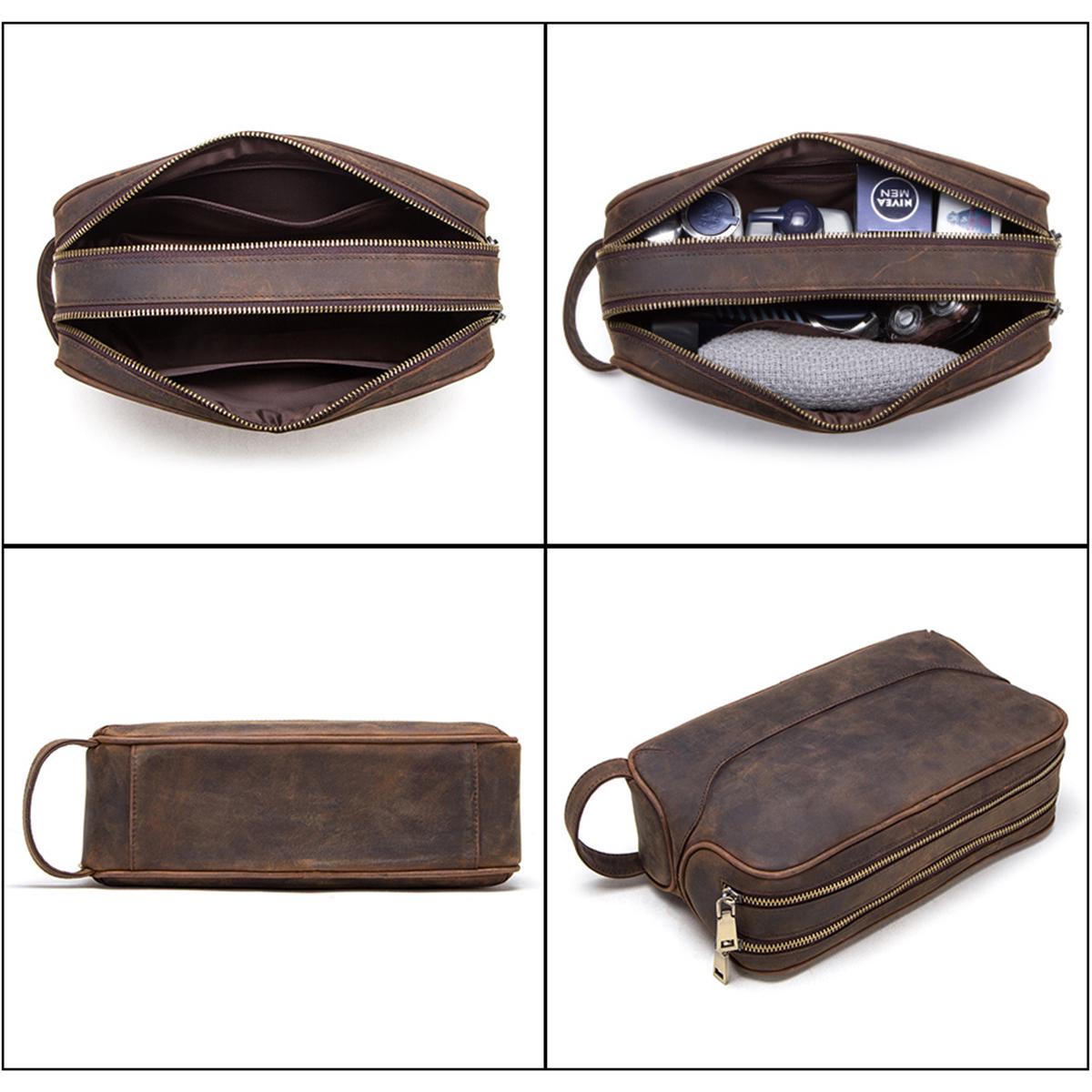 CONTACT S Crazy Horse Мужская косметичка из коровьей кожи чёрный — фото 14