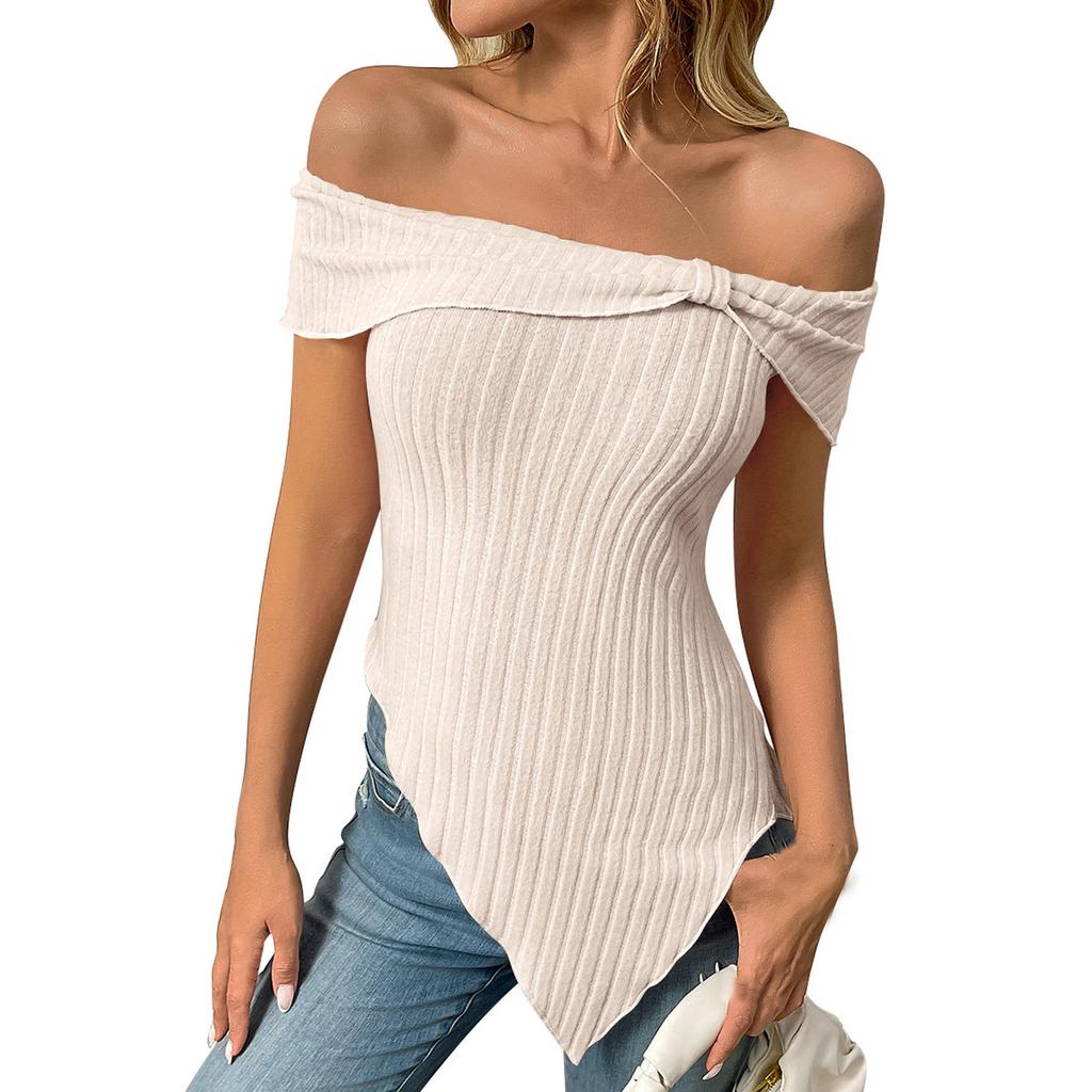 Women's  Slim Fit Sloping Shoulder Sexy Sweet Top T-shirt