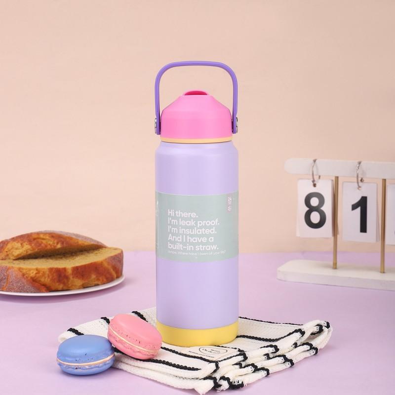 Pastel Color Stainless Steel Vacuum Insulated Travel Tumbler With Straw Lid 24oz Portable Thermos Women Men Outdoor Office