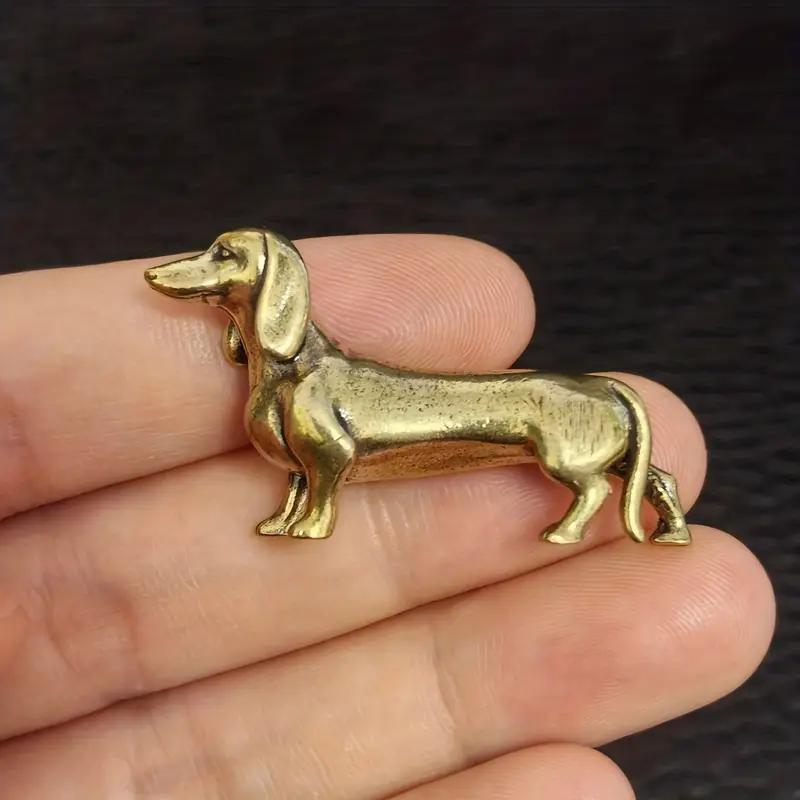 2 Stück Messing Dackel Hund Statue Für Zuhause Büro Auto Dekor Perfektes Halloween & Weihnachtsornament Geschenk für Hundeliebhaber Haustier