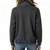 Women's Denim Jacket with Collar and Zipper Front for Casual Outings