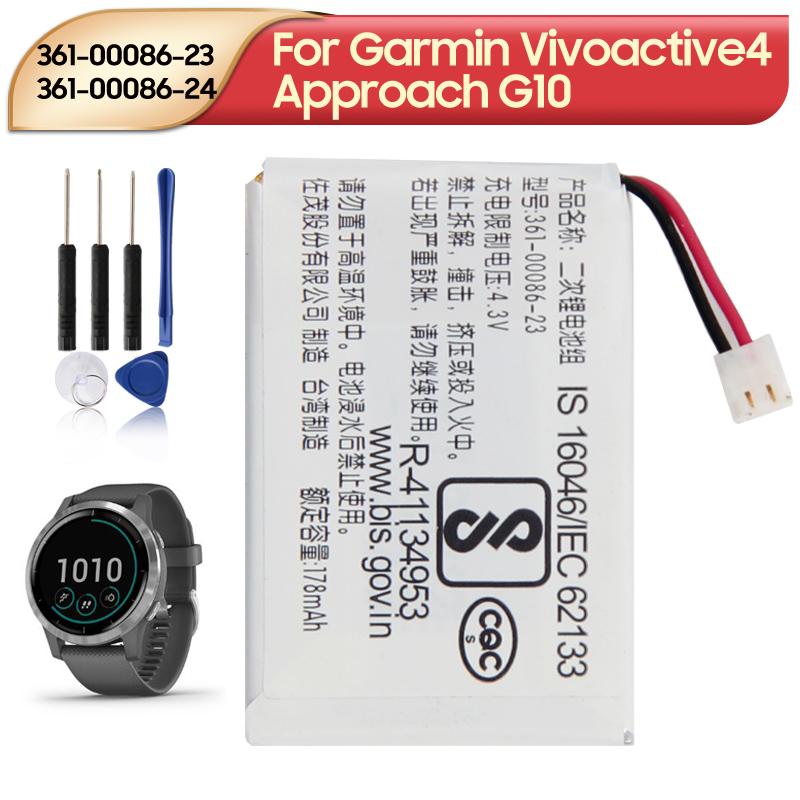 Перезаряжаемая литиевая батарея для Garmin Vivoactive 4 Approach G10 361-00086-23 361-00086-24 Батарея для часов 178 мАч
