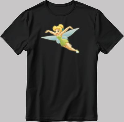 Tinker Bell Figure Short Sleeve White-Black Men's / Women's T Shirt G420