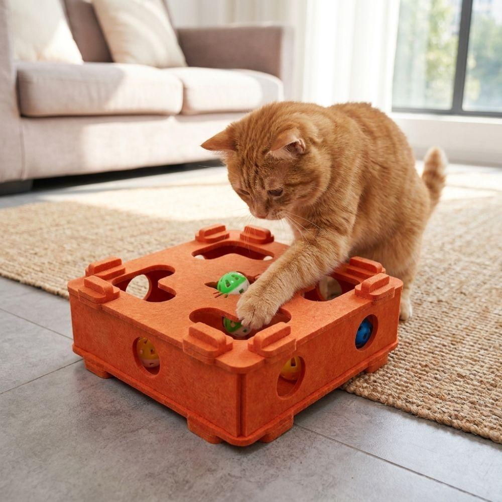 Bite Resistant Cat Maze Play Box Felt Cat Teaser Box Funny Interactive Cat Toy Kitten